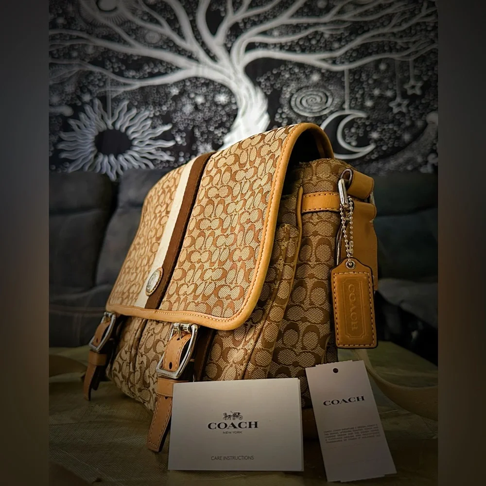 Vintage Y2K Coach Brown Signature Crossbody Bag messenger bag - Picture 3 of 17